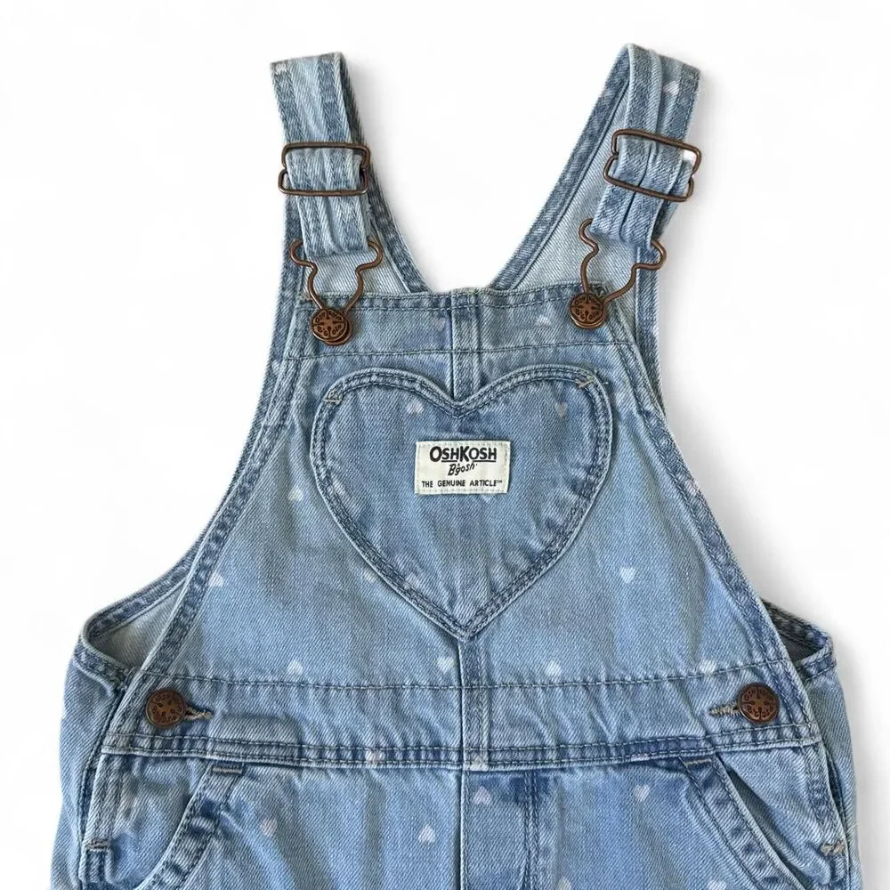 OshKosh B’gosh Heart Print Denim Overalls 24M